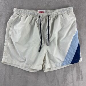 Solid & Striped Swim Shorts Mens Size Medium White Blue Colorblock‎ Beach Summer